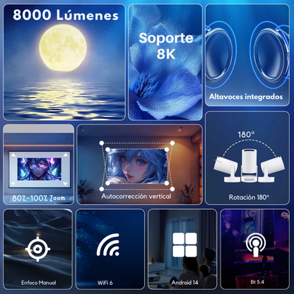 Proyector Compacto con Soporte 8K